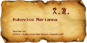 Kubovics Marianna névjegykártya
